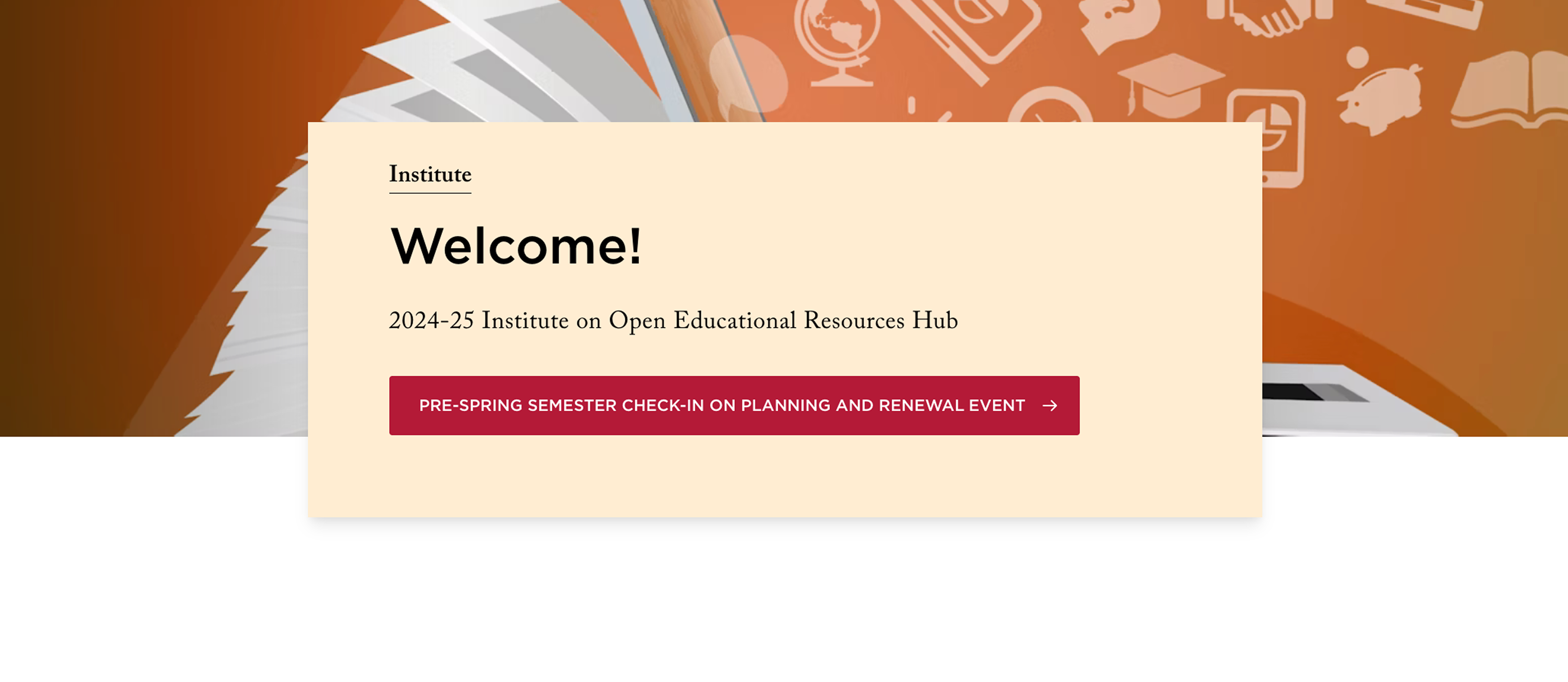 AACU Institute Hub Platform Login page
