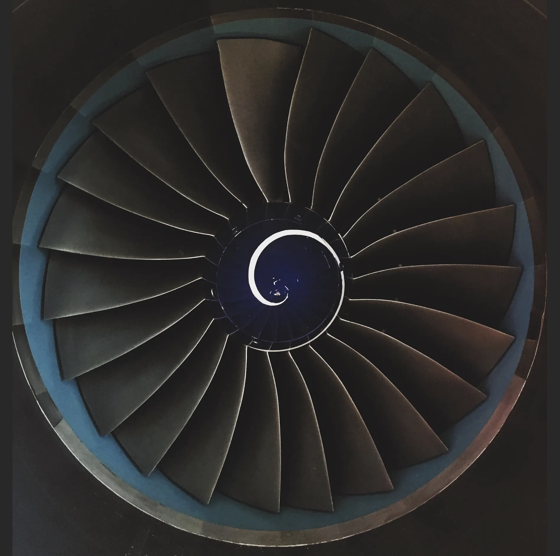 close up of airplane engine