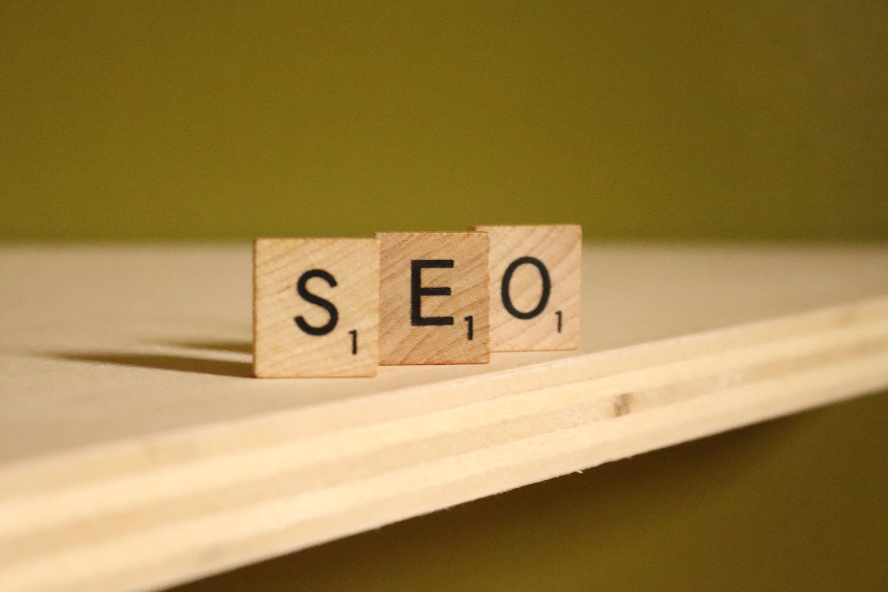SEO spelled with Scrabble tiles