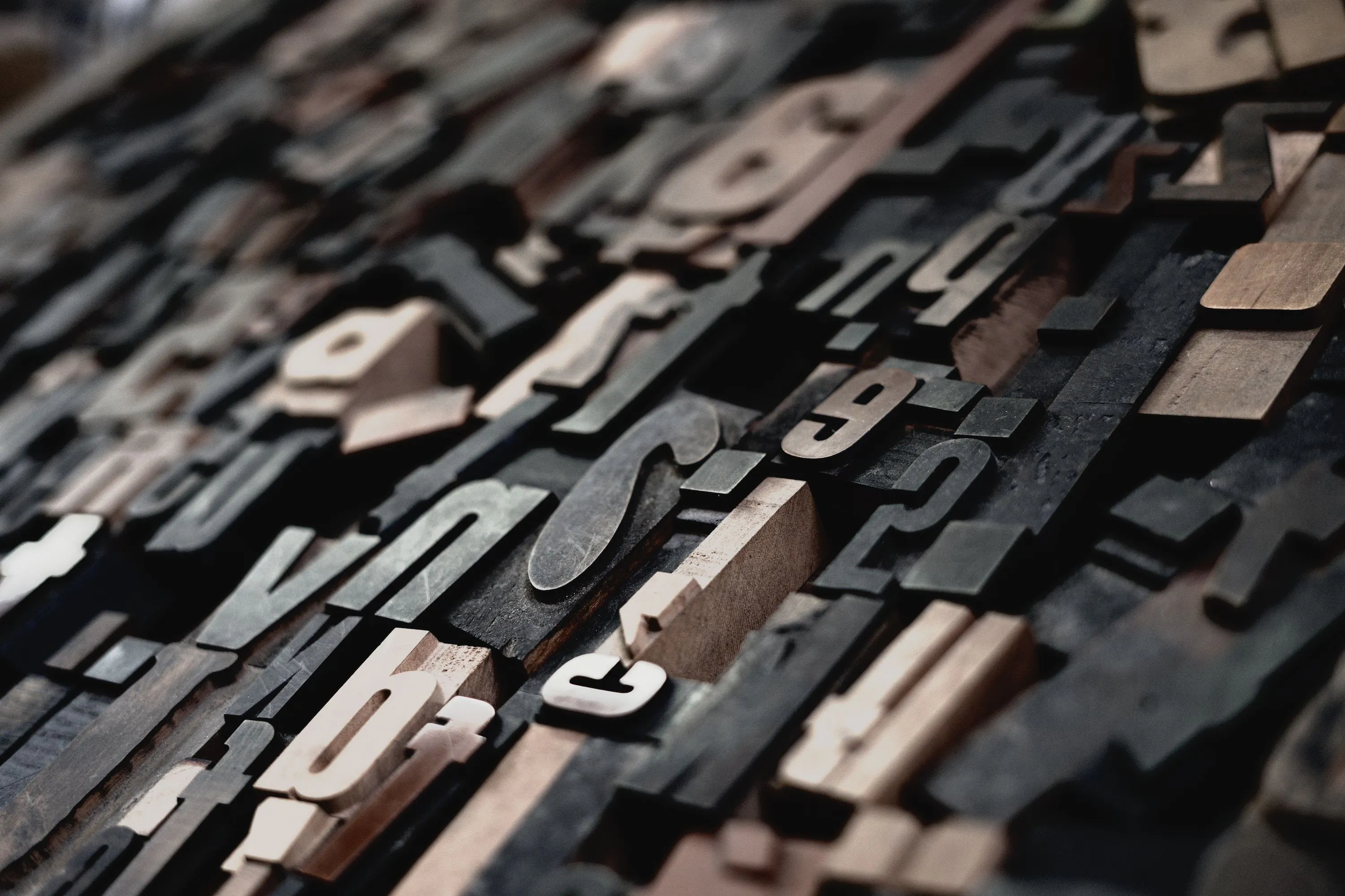 Old-fashioned letterpress letters